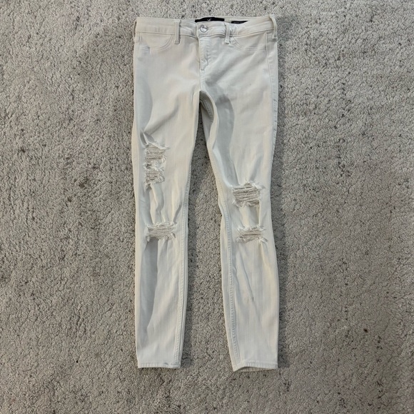 Hollister White Skinny Distressed Low Rise Jeans W27 L28 - Picture 1 of 5